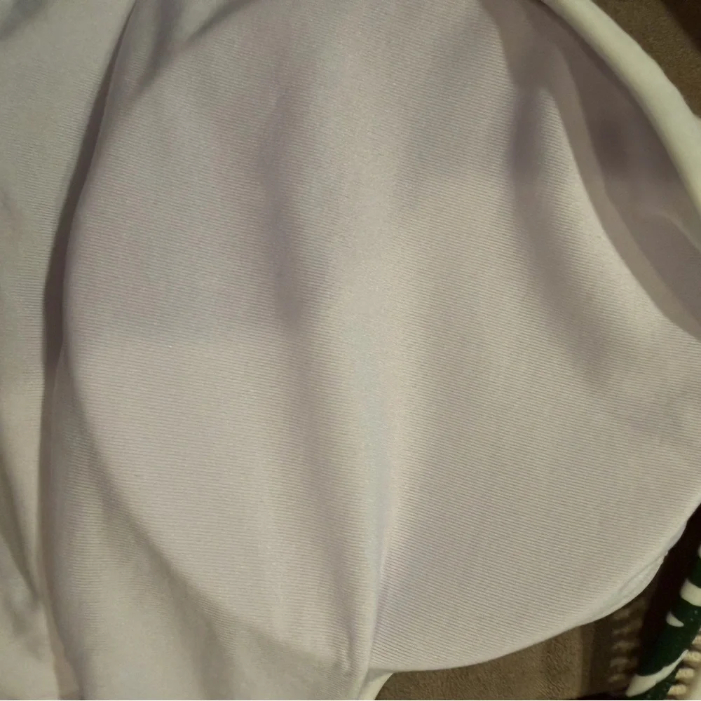 CUPSHE One Piece Swimsuit L White Green Tropical Leaf Cutout Ruffle NWT‎
